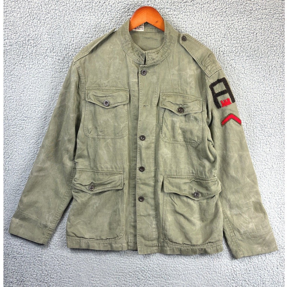 Polo Ralph Lauren Military Surplus Safari Field Jacket Mens XL Green Patch